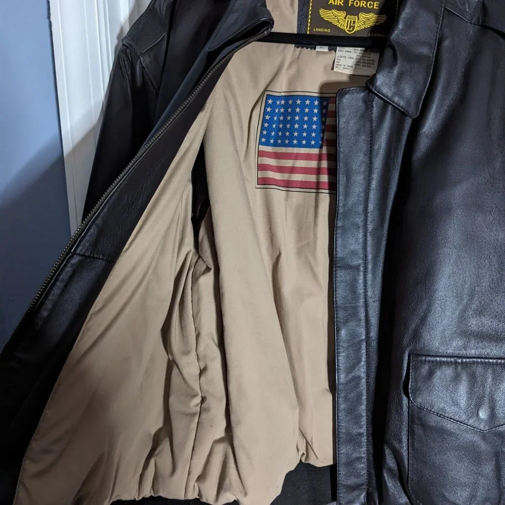 Air Force Landing Leather Men's XL Leather Bomber Jacket - Picture 2 of 16